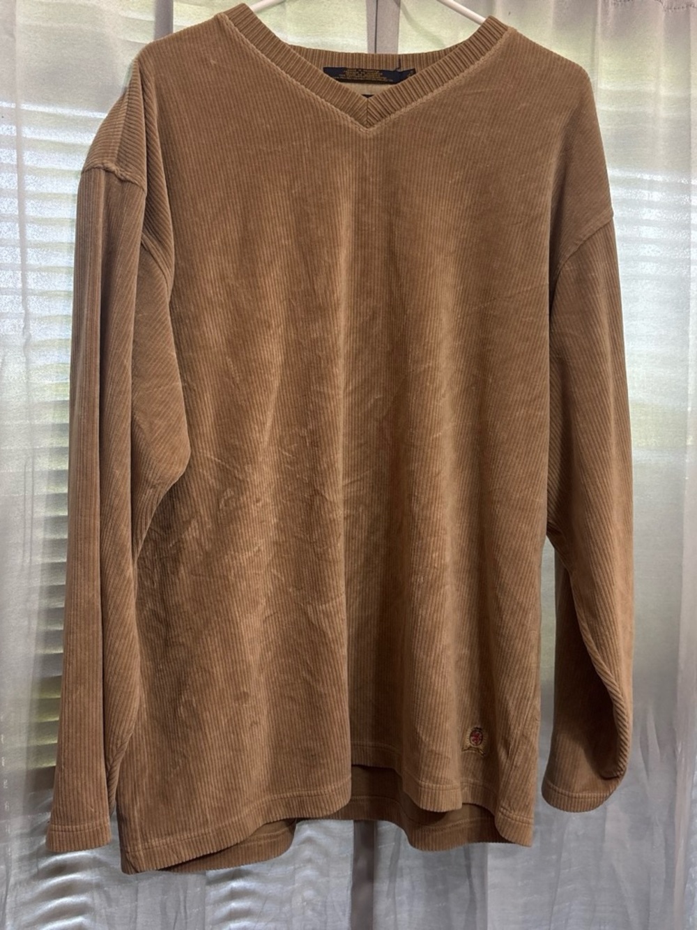 Tommy Hilfiger Men's Brown Corduroy Crewneck Sweater